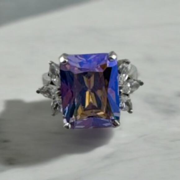 Rare Find Sterling Starlight Cocktail Ring Vintage - Picture 1 of 2